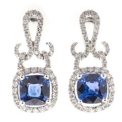 Spark Sapphire Diamond Gold Dangle Earrings