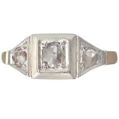 1910s Antique Diamond Yellow Gold & White Gold Set Cocktail Ring 7