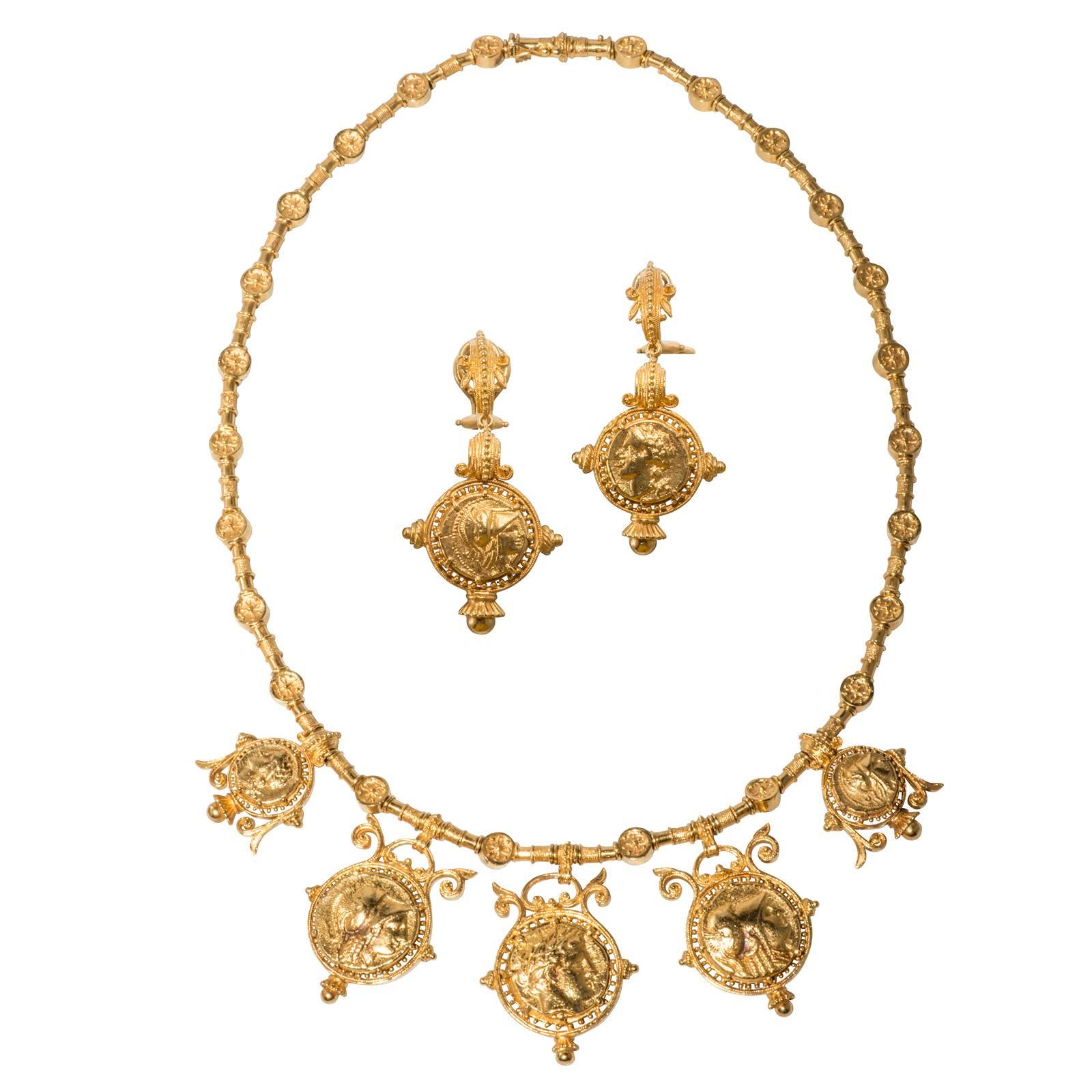 Julius Cohen Necklace and Earrings For Sale