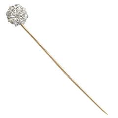 0.68Ct Diamond & 9k Yellow Gold, Platinum Set Pin Brooch - Antique Circa 1890 9
