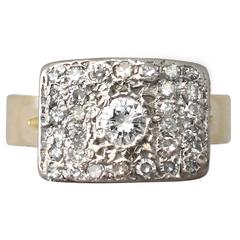 1.06Ct Diamond, 18k Yellow Gold, 18k White Gold Set Ring - Art Deco Style 5
