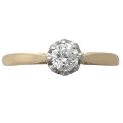0.38Ct Diamond & 18k Yellow Gold, Platinum Set Solitaire Ring - Vintage 5