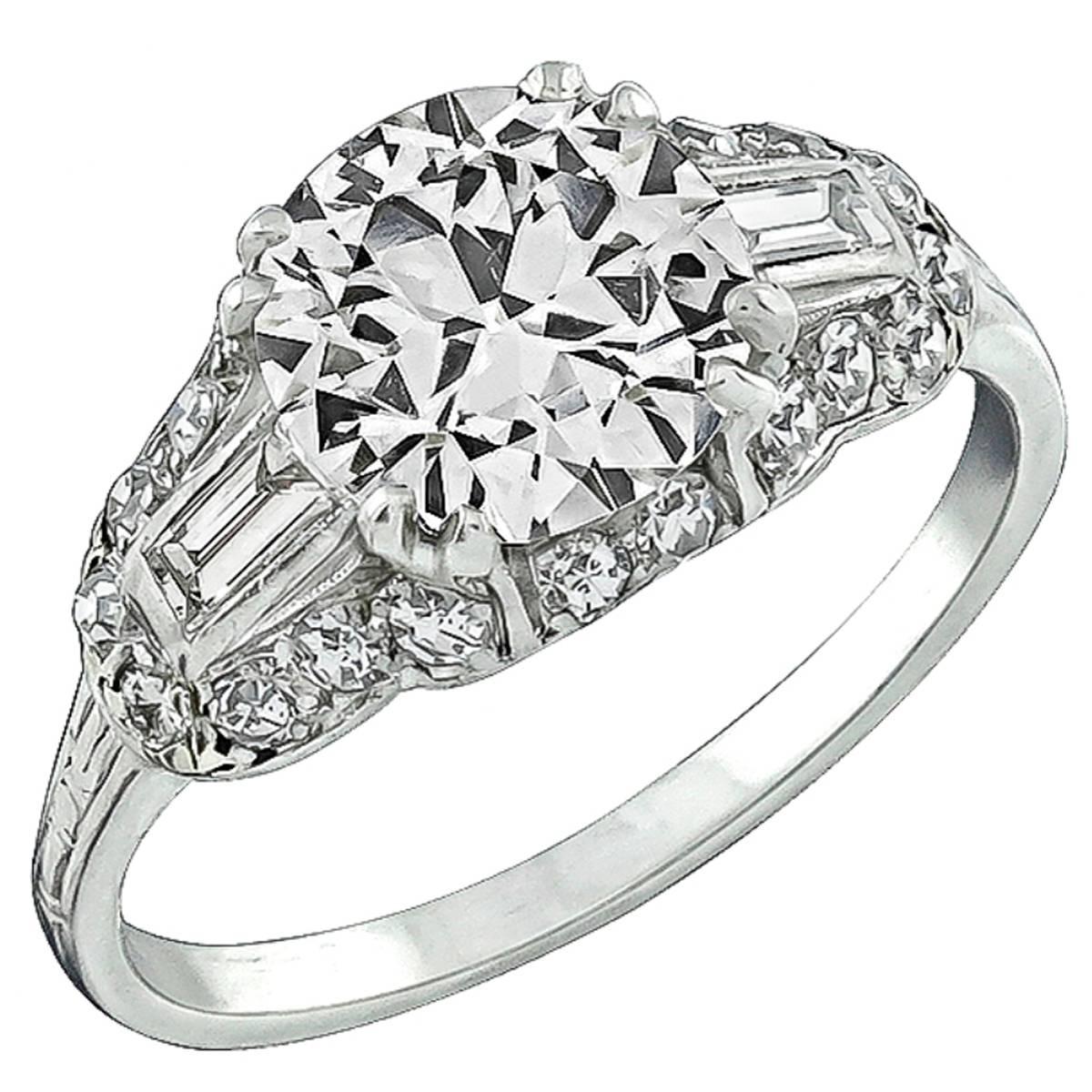 Breathtaking 2.05 Carat GIA Cert Diamond Platinum Engagement Ring