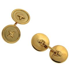 Button and Stitch Cufflinks in Gold