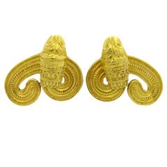 Ilias Lalaounis Greece Large Gold Chimera Earrings