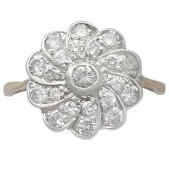 0.68Ct Diamond & 14k Yellow Gold, Silver Set Cluster Ring - Vintage Circa 1940 8