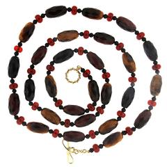 Valentin Magro Tiger's Eye Carnelian Onyx Gold Necklace 2