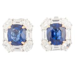 Sapphire Diamond gold platinum Earrings