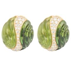 Ambrosi Peridot Tourmaline Diamond gold Earrings Ambrosi Peridot Tourmaline Diamond gold Earrings