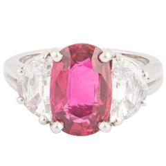 Oscar Heyman Ruby Diamond Platinum Ring