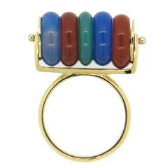 Unusual Giorgio Facchini Carnelian Chrysoprase Gold Ring