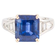 Emerald-Cut Sapphire Diamond gold Platinum Ring