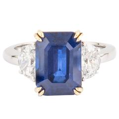 Emerald Cut Sapphire Diamond gold Platinum Ring