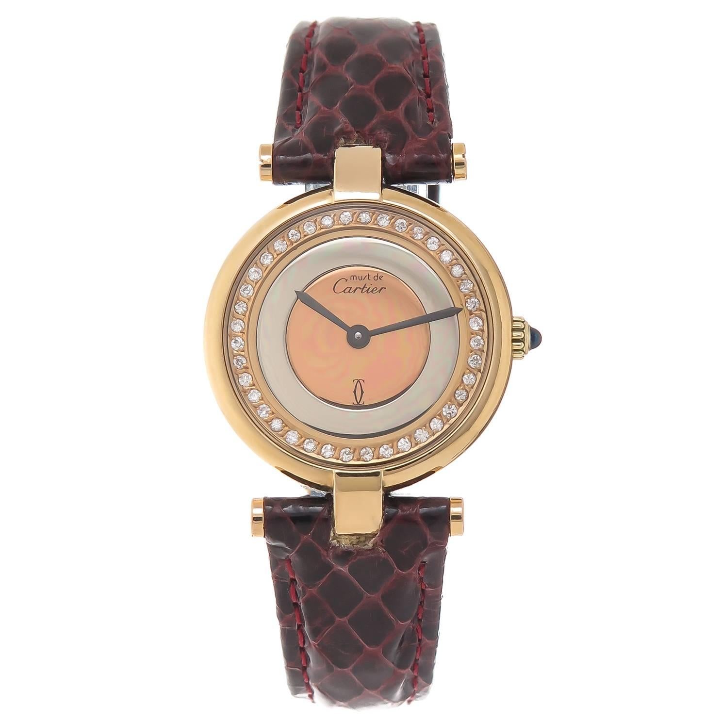 Cartier lady's vermeil Diamond set vendome Quartz wristwatch 