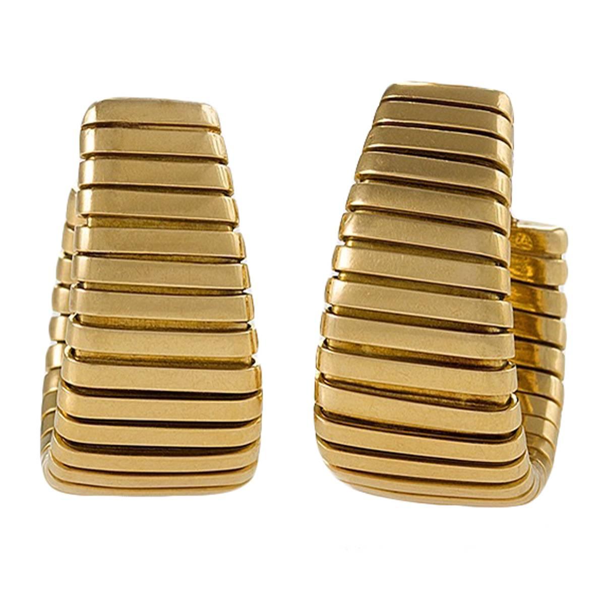 Bulgari Late-20th Century Gold Tubogas Earrings