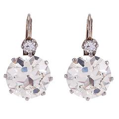 7.64 Carat Diamond Platinum Two-Stone Earrings