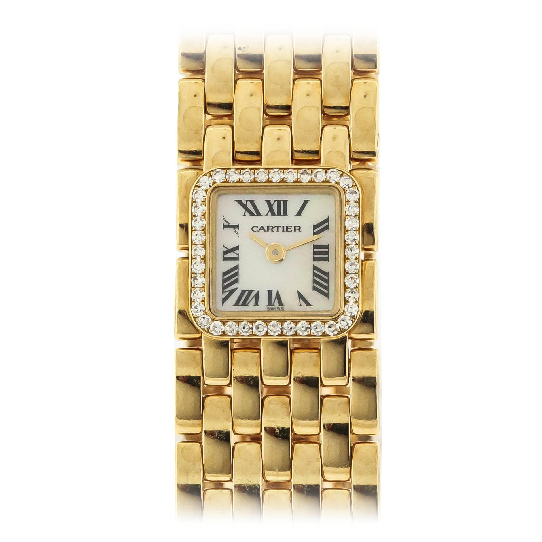 Cartier yellow gold Panthere Ruban Bracelet quartz Wristwatch