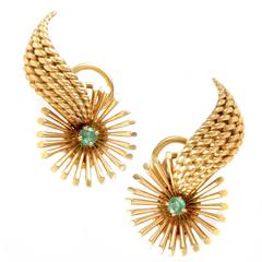 Cartier Antique Emerald Gold Clip-On Earrings