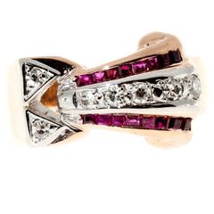 Ruby Diamond Gold Palladium Ring 8