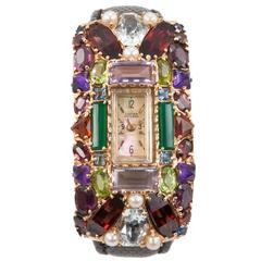 Lucien Piccard Lady's yellow Gold Multi Gemstone Wristwatch