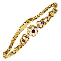 Piaget ruby diamond gold Floral Bracelet