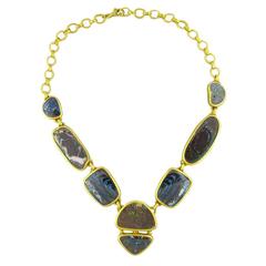 Impressive Gurhan Quilpie Boulder opal gold Necklace 8