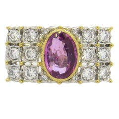 Buccellati Pink Sapphire Diamond Gold Ring