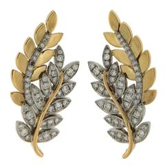 Olympia Diamond gold leaf motif earrings 10