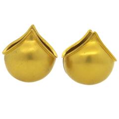 Unusual Yellow Gold Domed Huggie Earrings