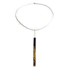 Heidi Abrahamson Sterling Silver 18K Gold Modernist Pendant Necklace