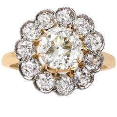 Elegant Victorian 1.68 Carat Diamond Gold Halo Engagement Ring