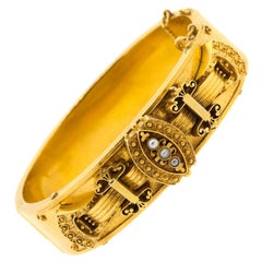 Victorian Pearl Gold Bangle Bracelet