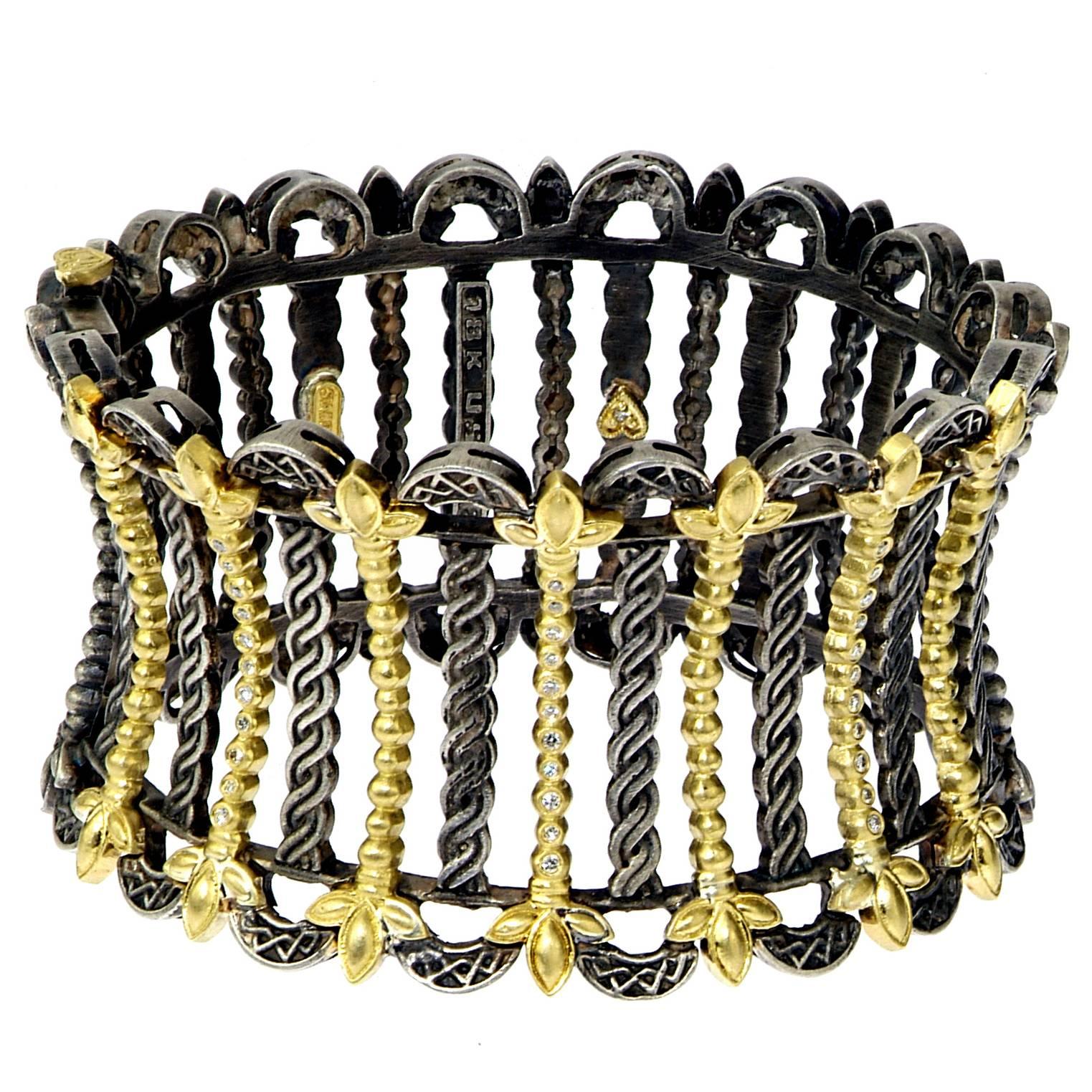 Stambolian Silver Gold Cleopatra Cuff Bracelet