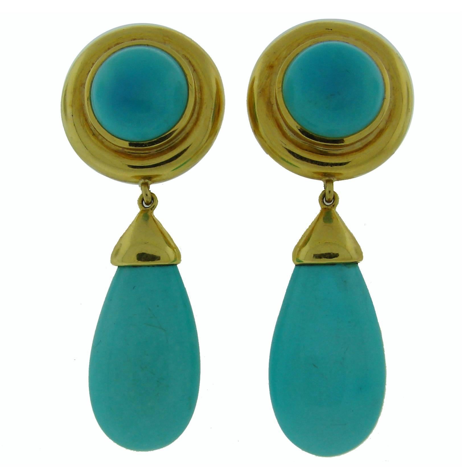 Tiffany & Co. Paloma Picasso Turquoise Gold dangle Earrings
