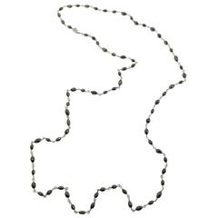 Jona Black Diamond Oval Bead Gold Necklace
