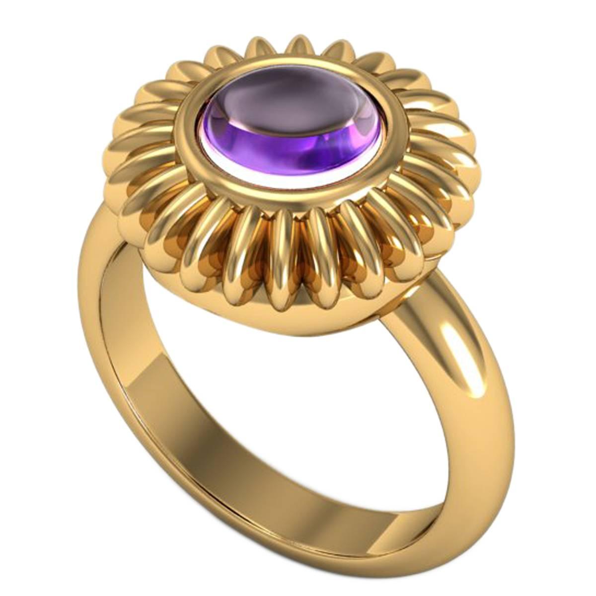 Barbara Nanning & Sparkles Amethyst Gold Ring For Sale