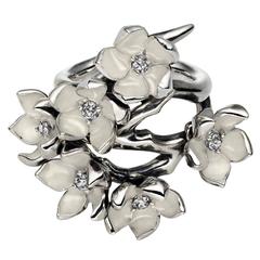 Shaun Leane silver diamond full cherry blossom ring