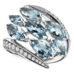 Shaun Leane aquamarine diamond Gold Crossover Ring 