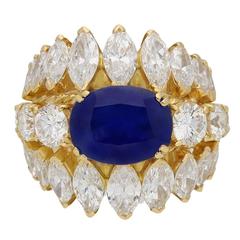 1960s Natural unenhanced Burmese sapphire diamond gold ring 8