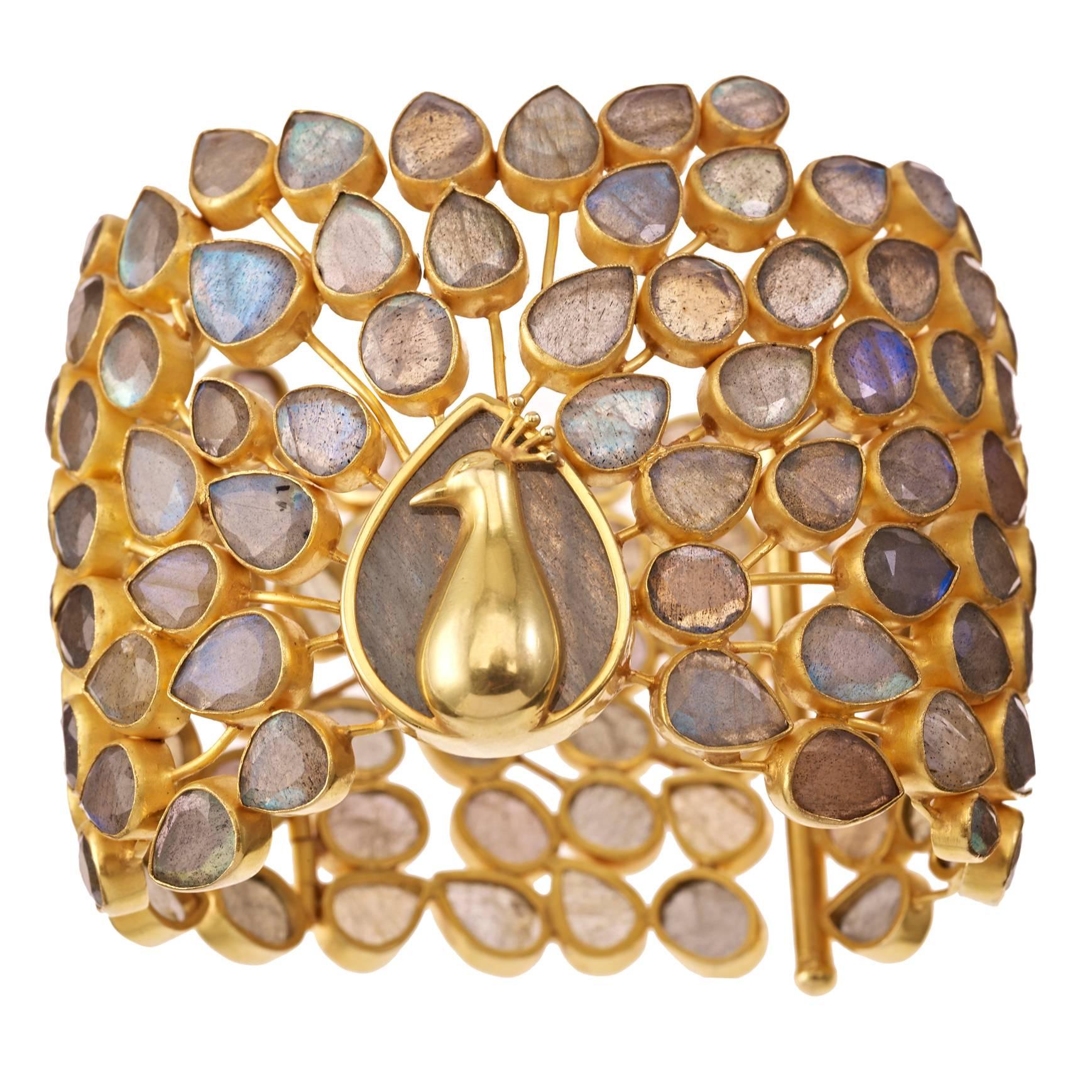 labradorite gold Peacock Cuff