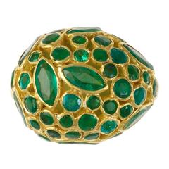 Emerald ruby diamond gold Egg Ring