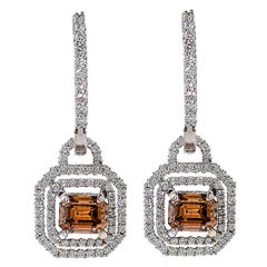 2.08 Carats Fancy Color Diamond Earrings