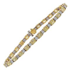 9.24 Carat Fancy Color Diamond Gold Tennis Bracelet