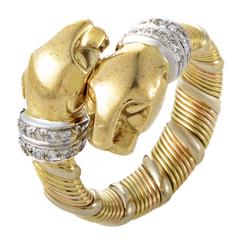 Cartier Panthere Diamond three color gold Ring