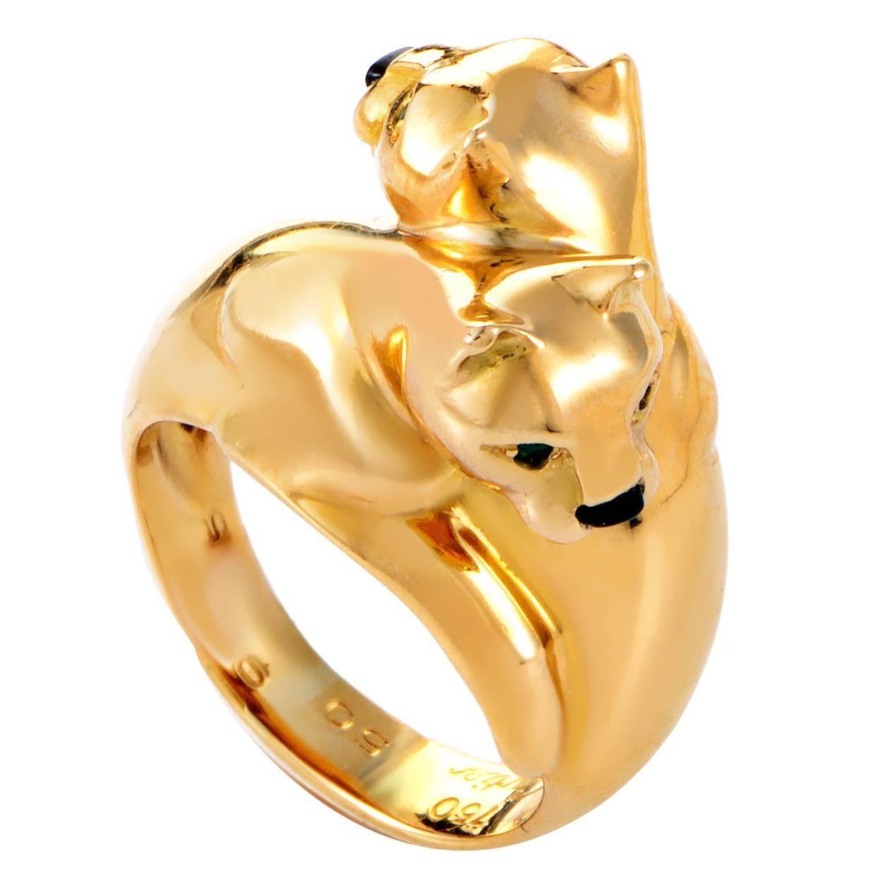 Cartier Panthere Emerald Onyx Gold Ring at 1stDibs