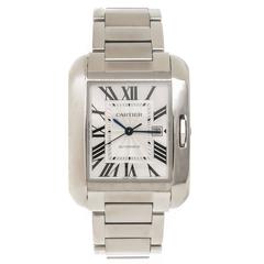 Cartier stainless steel Tank Anglaise Automatic Wristwatch 12