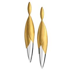 Antonio Bernardo Smooth Rock Crystal Matte Gold Blossom Drop Earrings