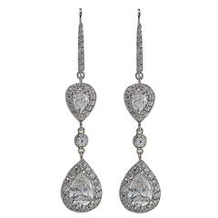 5.05 Carat Pear Shape Diamond Dangle Earrings