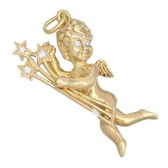 Gold and Diamond Cupid Pendant