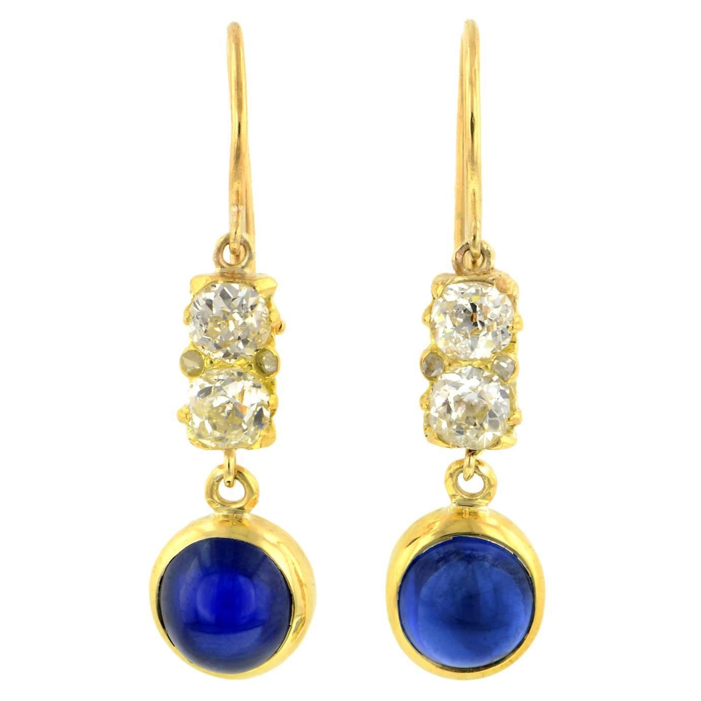 Sapphire Diamond Drop Earrings For Sale